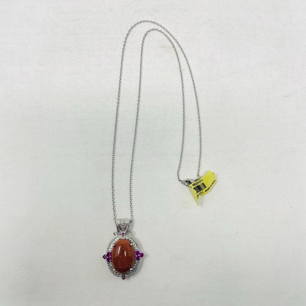Shop LC Karis‎ Collection Goldstone/Simulated Red Diamond Pendant & Chain 5186